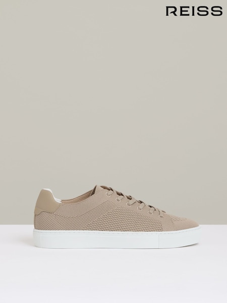 Reiss Light Khaki Finley Knit Knitted Low Top Trainers (AW3966) | ₪1,006