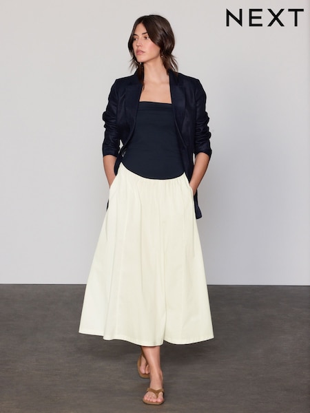 Navy/White Bandeau Jersey Woven Mix Midi Dress (AW4057) | €46
