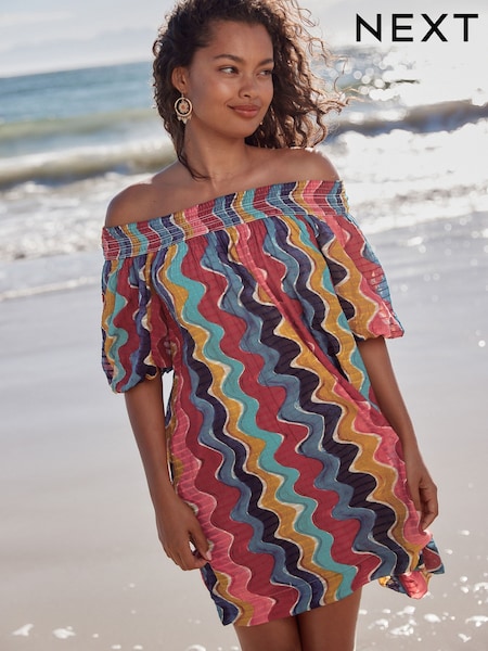 В разноцветную полоску - Bandeau Crinkle Textured Mini Dress (AW4063) | €41