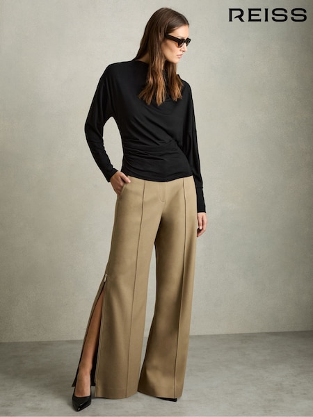 Reiss Black Daisy Draped Jersey Long-Sleeve Top (AW4146) | €154