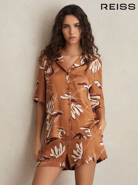 Reiss Rust Sandy Printed Cuban-Collar Shirt (AW4152) | €174