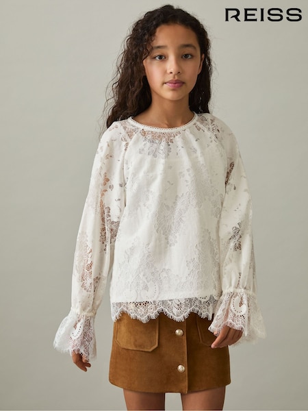 Reiss Ivory Emilia 4-9 yrs Lace Long-Sleeve Top (AW4161) | 368 QAR