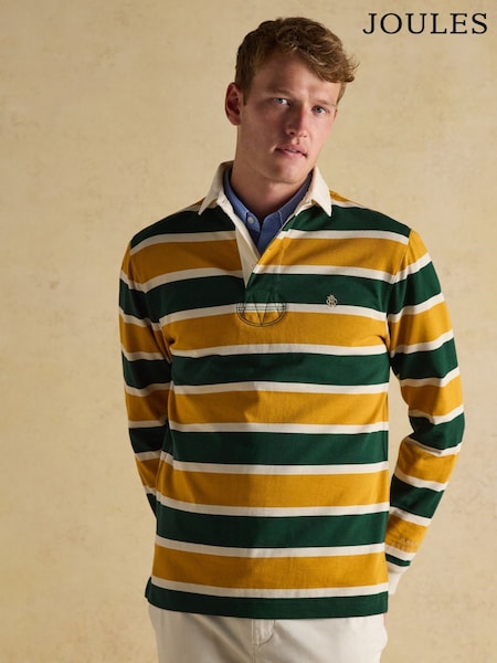 Joules Rugby Club Green/Yellow Long Sleeve Shirt (AW4165) | R$ 585