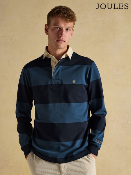 Joules Rugby Club Blue/Navy Long Sleeve Shirt (AW4179) | R$ 585