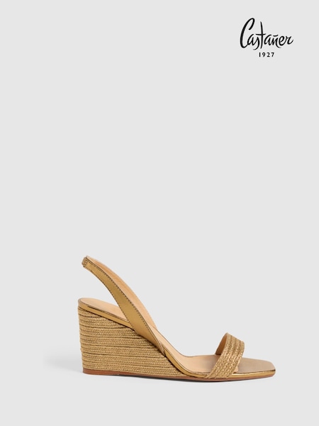 Castaner Gold Braided Wedge Sandals (AW4305) | 1,482 LEI