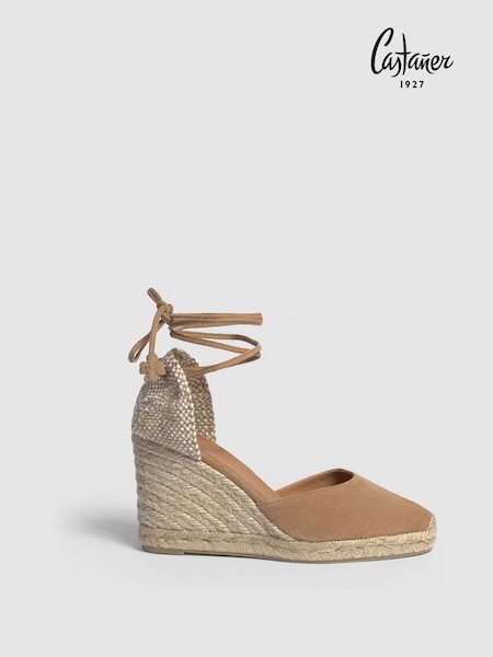 Castaner Nude Wedge Heel Ankle Strap Leather Espadrille Sandals (AW4311) | 1,266 LEI