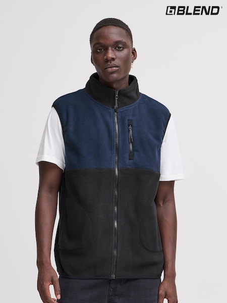 Blend Black Zip Through Fleece Gilet (AW4314) | ₪141