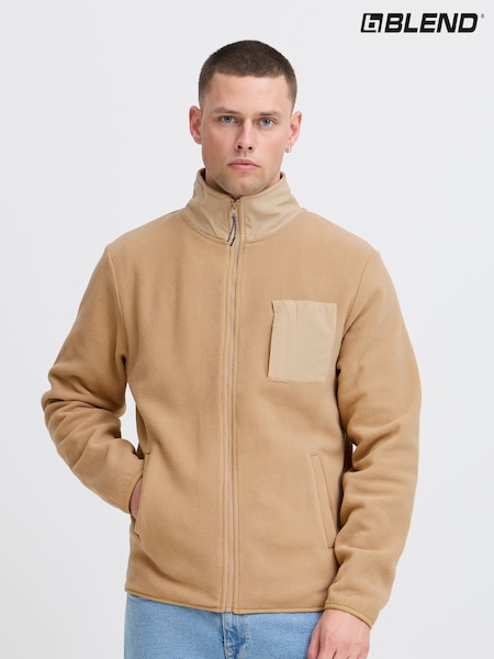 Cream - Blend Zip Through Funnel Neck Fleece (AW4333) | 268 LEI
