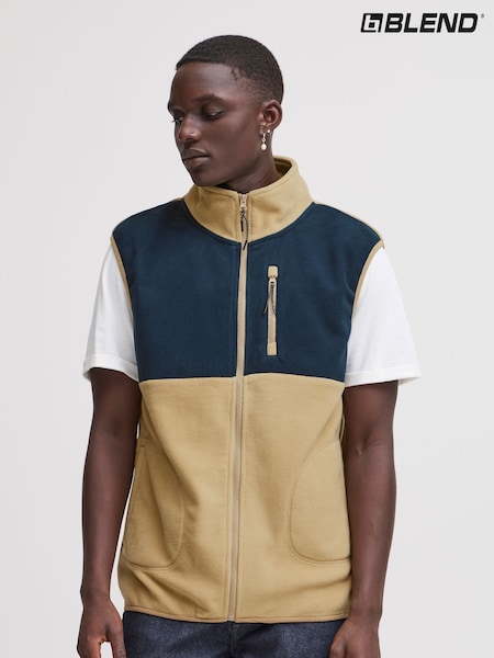 Blend Cream Zip Through Fleece Gilet (AW4351) | €40