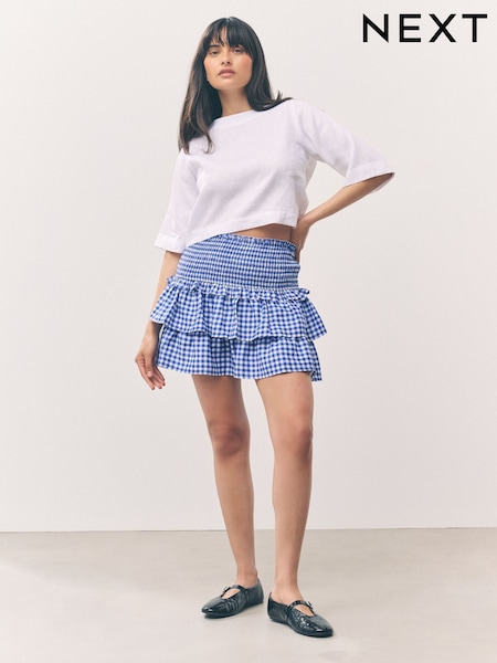 Blue Gingham Rara Mini Skirt (AW4360) | R$ 220