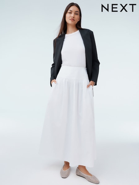 White Drop Waist Midi Skirt (AW4365) | INR 3,875