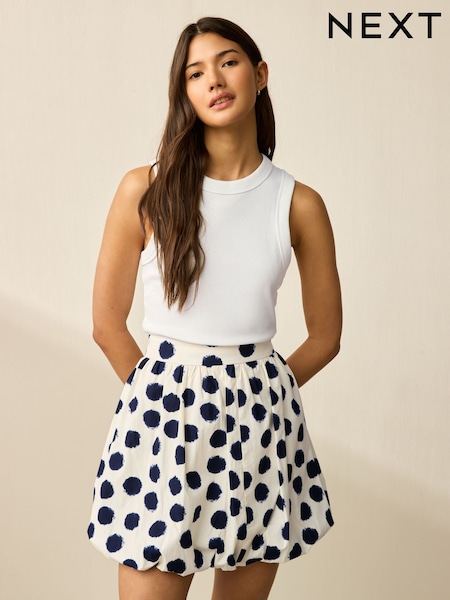 White Spot 100% Cotton Bubble Hem Mini Skirt (AW4370) | €33