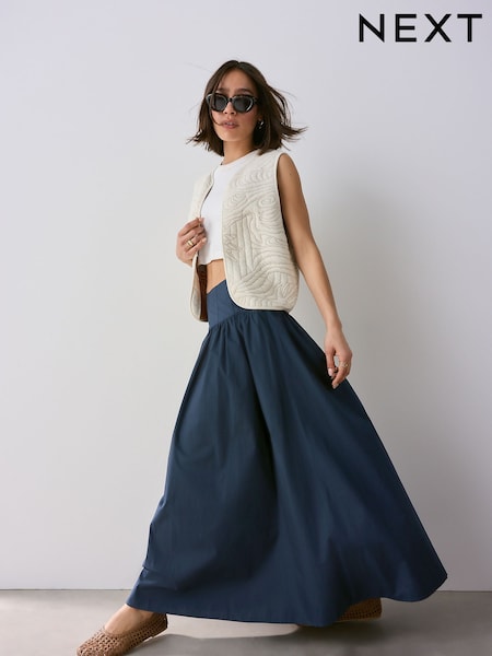 Navy Drop Waist Midi Skirt (AW4377) | BGN 104