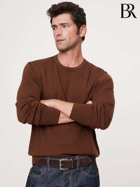 Banana Republic Brown Italian Merino Crew-Neck Jumper (AW4499) | €114