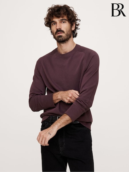 Banana Republic Purple Slub Double-Knit Long Sleeve Crew-Neck T-Shirt (AW4501) | €34