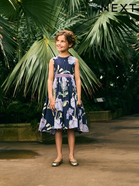 Navy Blue Floral Kew Collection Prom Dress (3-12yrs) (AW4616) | 208 QAR - 228 QAR