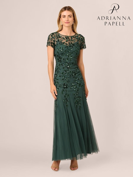 Adrianna Papell Bead Long Dress With Godets (AW4626) | € 466