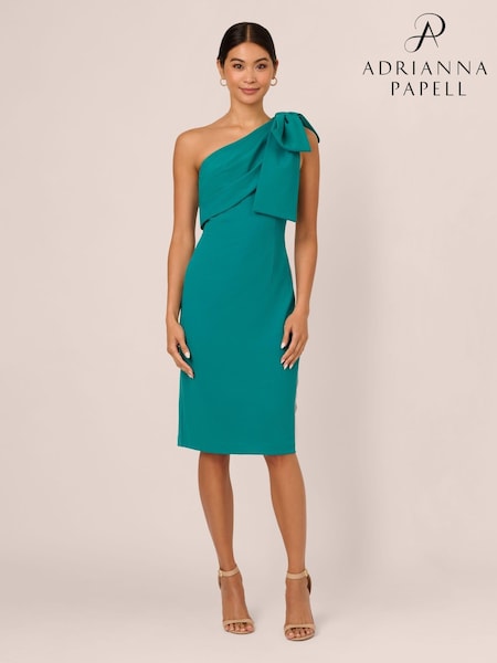 Adrianna Papell Blue Bow Stretch Crepe Dress (AW4627) | 393 QAR