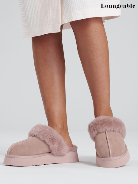 Loungeable Platform Real Sheepskin Slippers (AW4653) | €40