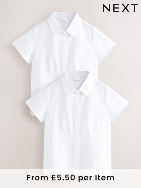 White Fitted Cap Sleeve Cotton Rich Stretch Premium School Shirts 2 Pack (3-18yrs) (AW4660) | € 16 - € 26