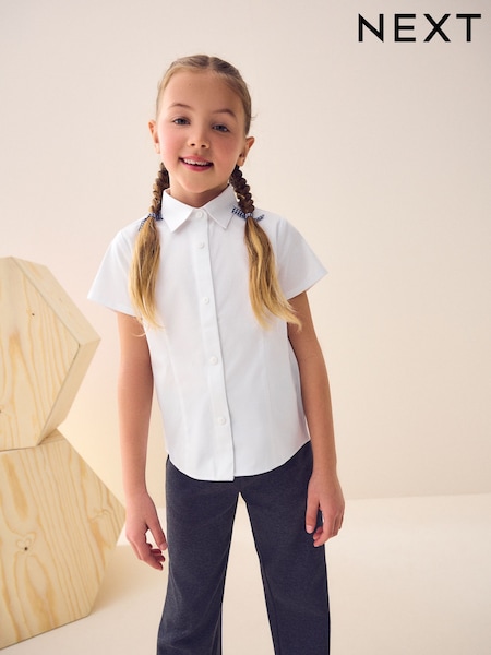 Blanco - Touch Fastening Stretch Short Sleeve School Shirt (3-17yrs) (AW4661) | 11 € - 21 €