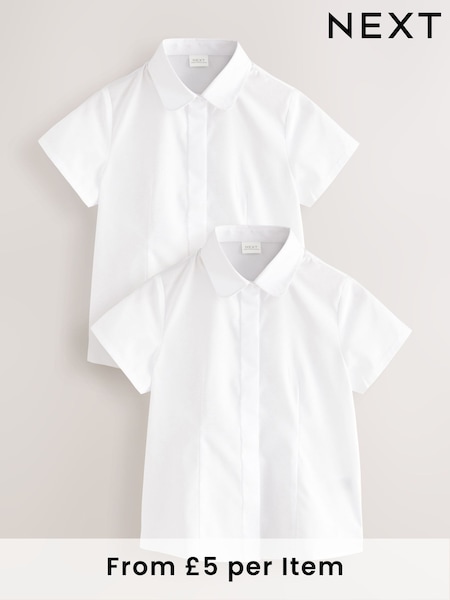 White Short Sleeve Fitted School Shirts 2 Pack (3-18yrs) (AW4664) | € 14 - € 24