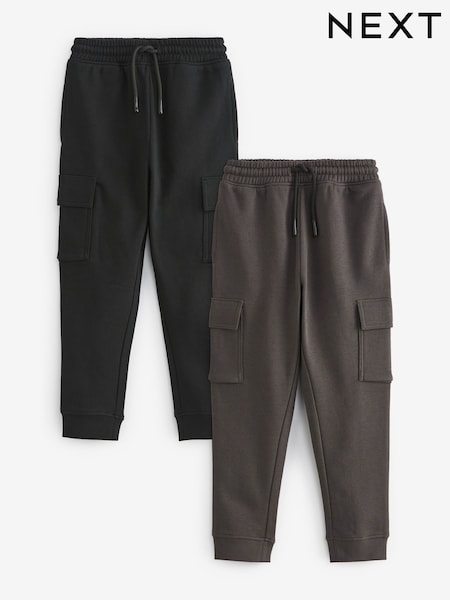 New Black/Grey Slim Fit Slim Cargo Joggers 2 Pack (3-16yrs) (AW4693) | AED102 - AED142