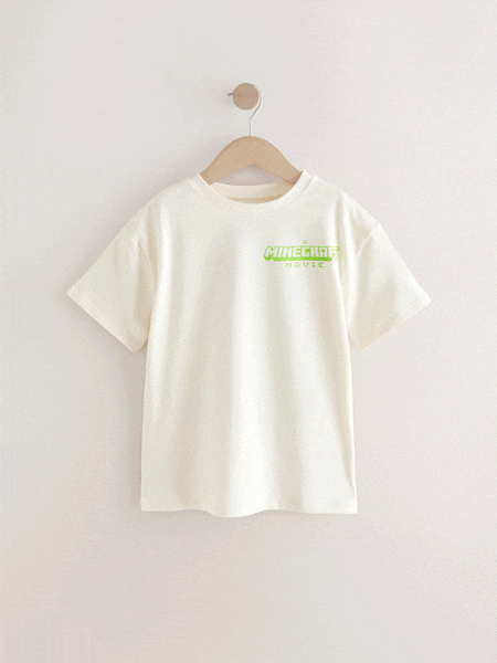 Cream Oversized Minecraft License Graphic Print 100% Cotton T-Shirt (3-16yrs) (AW4743) | €21 - €28