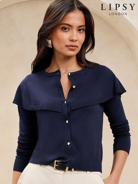 Lipsy Front Frill Cape Fine Gauge Knit Cardigan (AW4790) | kr950