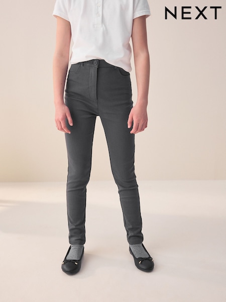 Grey Regular Length Skinny Fit Stretch High Waist School Trousers (9-18yrs) (AW4793) | AED51 - AED71