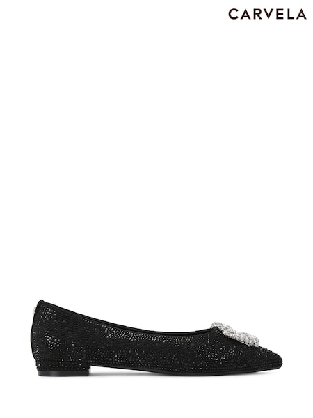Carvela Virtue Flat Black Shoes (AW4811) | $173