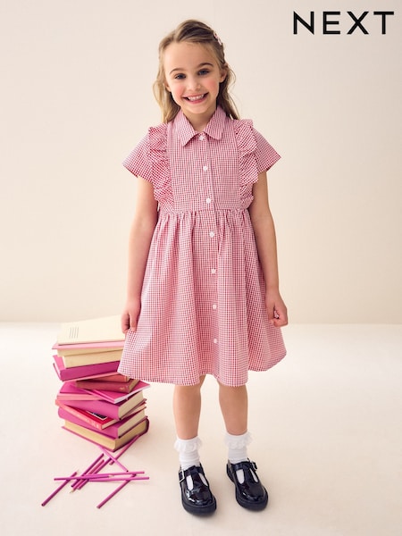 Red Frill Gingham School Dress (3-14yrs) (AW4870) | AED46 - AED71