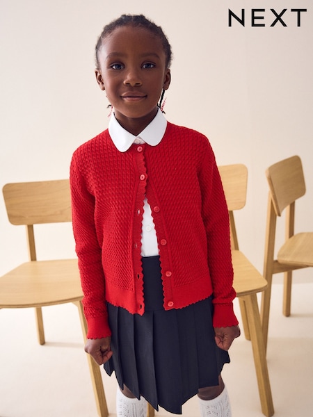 rdeča - Cable Knit School Cardigan (3-16yrs) (AW4879) | € 14 - € 20