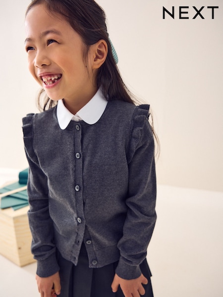 Grau - Cotton Rich Frill Shoulder School Cardigan (3-16yrs) (AW4881) | 14 € - 21 €