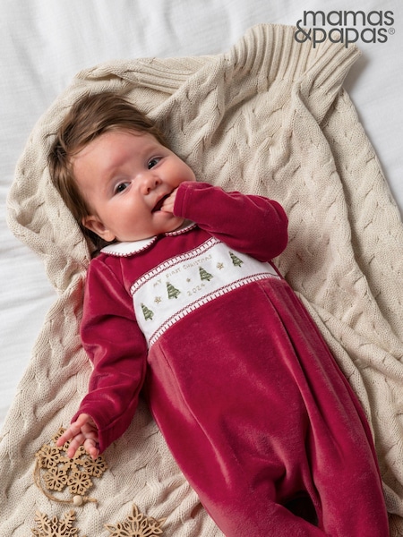 Mamas & Papas Red My First Christmas Collared Sleepsuit (AW5021) | 91 LEI