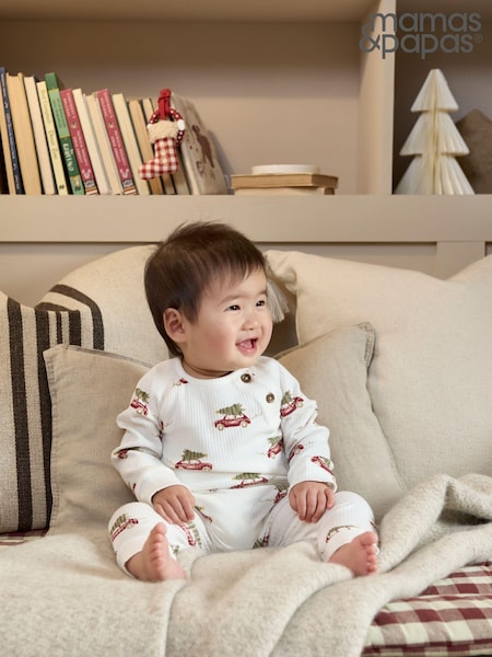Mamas & Papas Christmas Car Print White Bodysuit and Leggings Set 2 Piece (AW5026) | €21