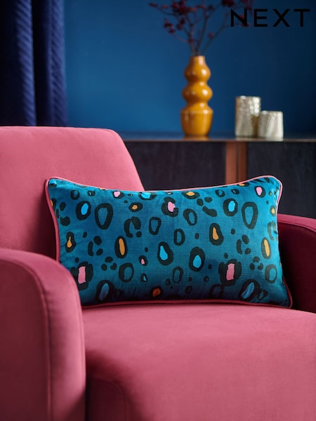 Blue IWD Velvet Leopard Print Cushion (AW5064) | €23