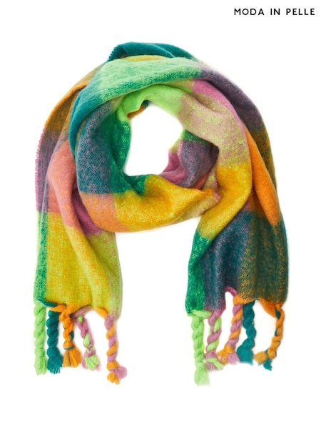 Moda in Pelle Jeylinascarf Multi Check Chunky Black Scarf (AW5136) | AED84