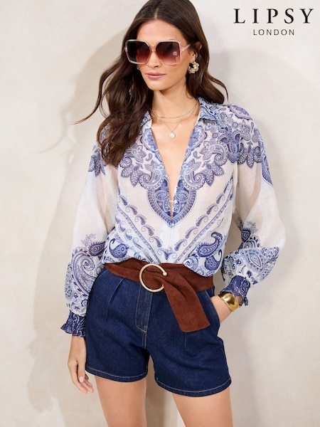 Lipsy Paisley Print Printed Button Through Blouse (AW5180) | €64
