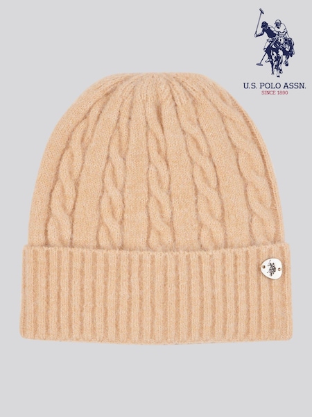 U.S. Polo Assn Natural Signature Cable Knit Winter Beanie (AW5193) | AED58