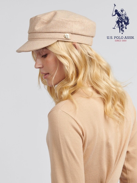 U.S. Polo Assn Natural Womens Felt Baker Boy Hat (AW5208) | €42