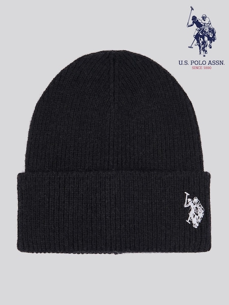 U.S. Polo Assn. Black Double Horsemen Knit Winter Beanie (AW5212) | €28