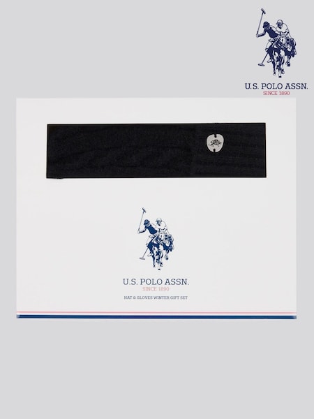 U.S. Polo Assn. Black Womens Signature Cable Knit Winter Beanie and Gloves Set (AW5214) | $30