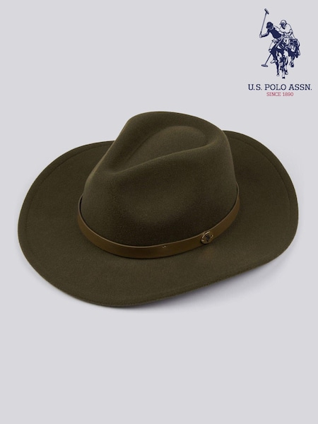 U.S. Polo Assn Green Womens Felt Fedora Hat (AW5216) | €57
