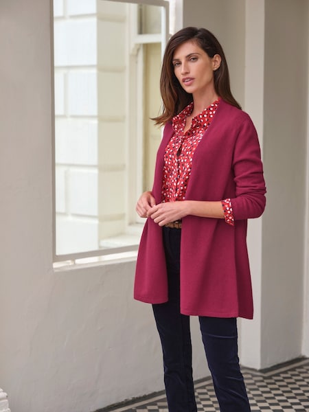 Pure Collection Pink Cashmere Long Swing Cardigan (AW5254) | €191