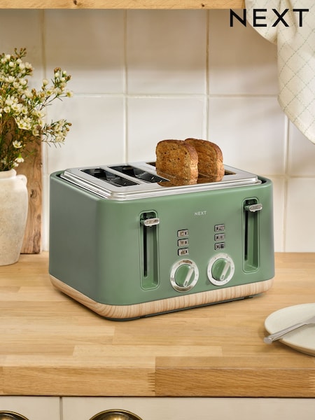 Green Bronx Wood Effect 4 Slice Toaster (AW5293) | €76