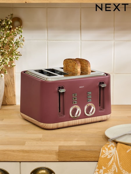 Red Bronx Wood Effect 4 Slice Toaster (AW5295) | €76