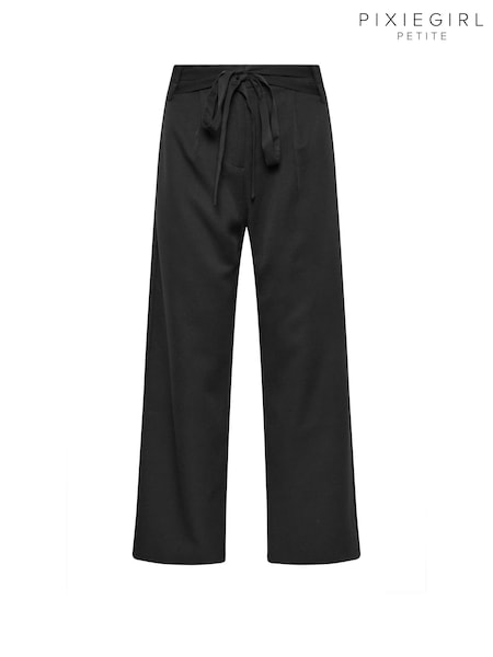 PixieGirl Petite Black Double Wrap Wide Leg Trousers (AW5313) | €50