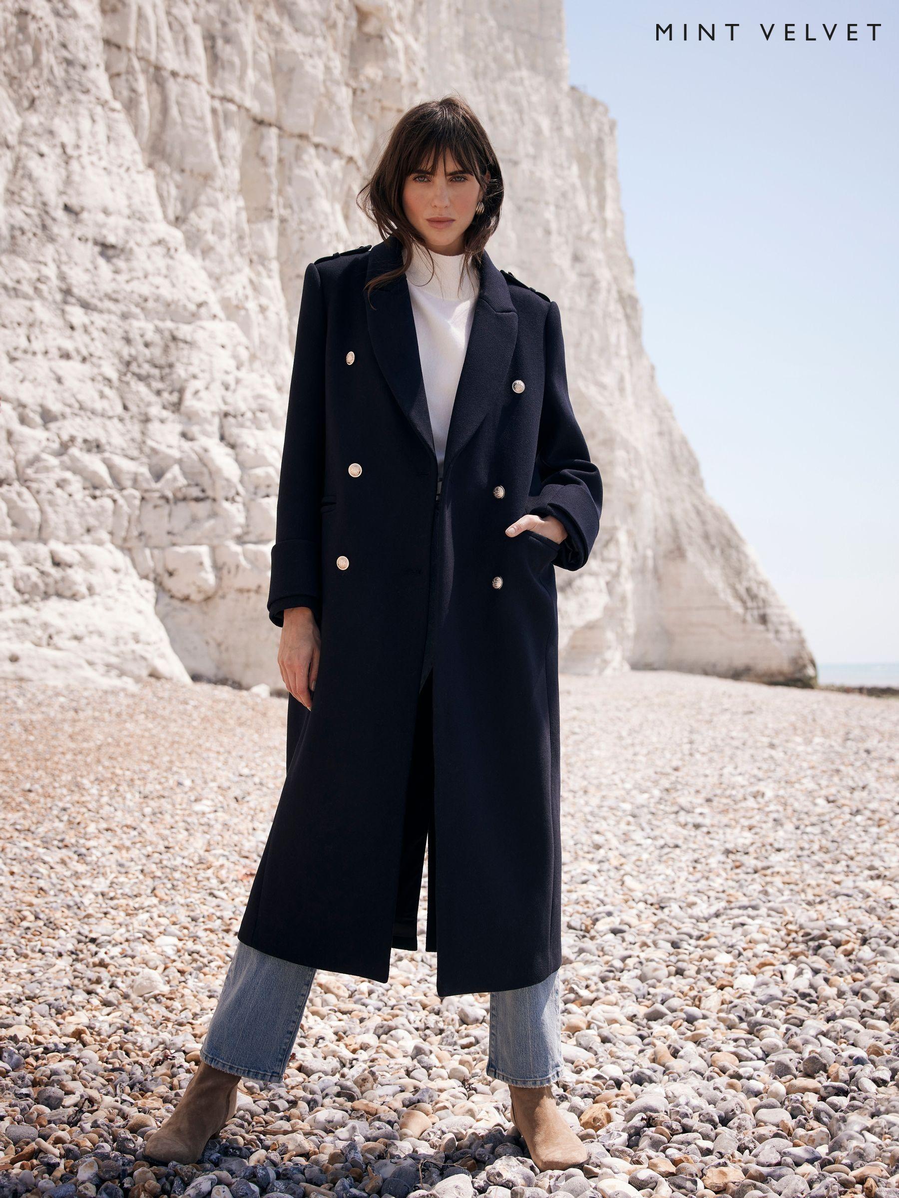 Wool fitted coat womens on sale