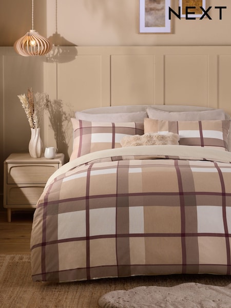 Natural Check Brushed Duvet Cover and Pillowcase Set (AW5409) | AZN 72 - AZN 139